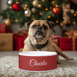Personalized Pet Christmas Bowl with Wreath & Name