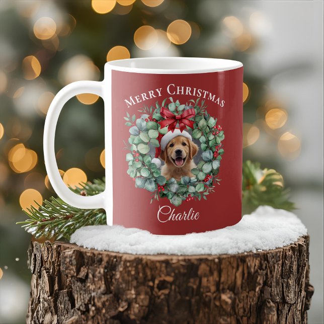 Personalized Pet Christmas Mug with Wreath & Name (Creator Uploaded)