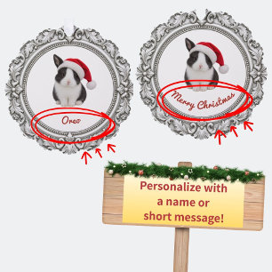 Personalized Pet Christmas Ornament Card – Silver