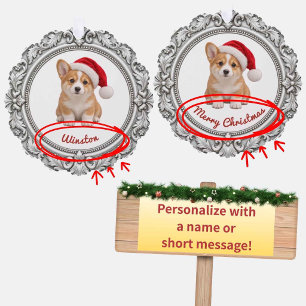 Personalized Pet Christmas Ornament Card - Silver