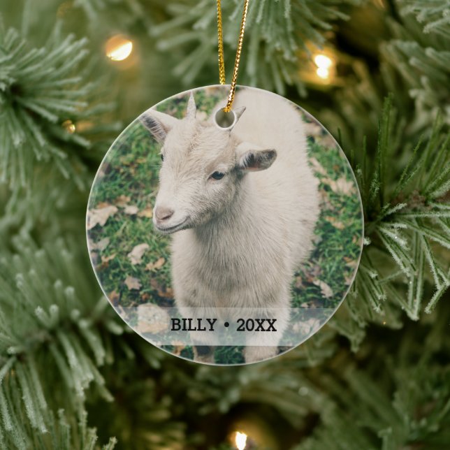 Personalized Pet Goat Photo Name Christmas Tree Ceramic Tree Decoration (Tree)
