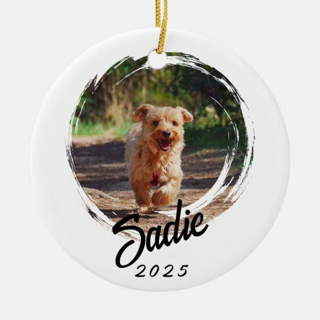 Personalized Pet Lover Gift - Custom Photo & Name Ceramic Tree Decoration (Front)