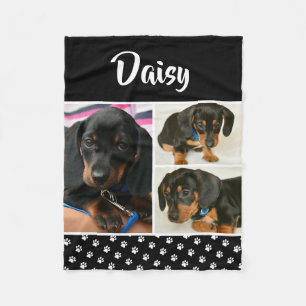 Personalized Pet Lover Photo Collage Pawprint Fleece Blanket