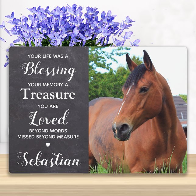 Personalized Pet Memorial Keepsake Horse Photo Plaque (Creator Uploaded)
