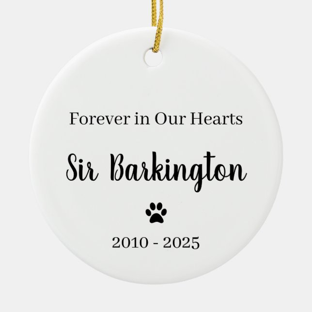 Personalized Pet Memorial Ornament (Front)