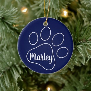 Personalized Pet Paw Prints  Ceramic Tree Decoration