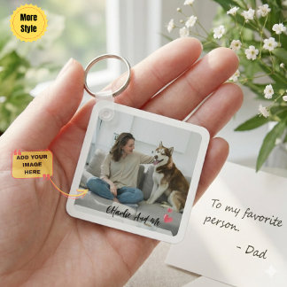 Personalized Pet Photo and Owner Heart Keychain