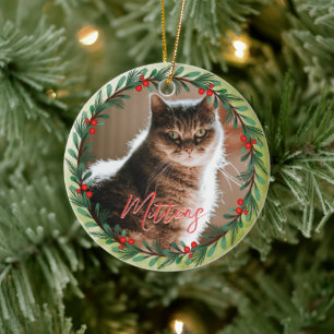 Personalized Pet Photo Christmas Pattern Ceramic Tree Decoration