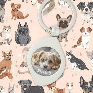 Personalized pet photo dog lover keepsake name  key ring
