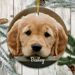Personalized Pet Photo Dog Lover Memorial Ceramic Tree Decoration