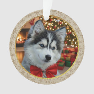 Personalized Pet Photo "Love" Gold Glitter Ornament