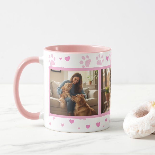 Personalized Pet Photo Mug Custom 3-Picture (With Donut)