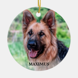 Personalized Pet Photo Simple Dog Holiday Keepsake Ceramic Tree Decoration