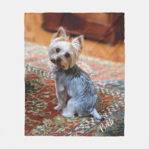 Personalized Pet Photo w Dog or Cat Name Fleece Blanket