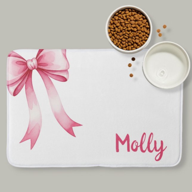  Personalized pet placemat with bow and name Bath Mat (Creator Uploaded)