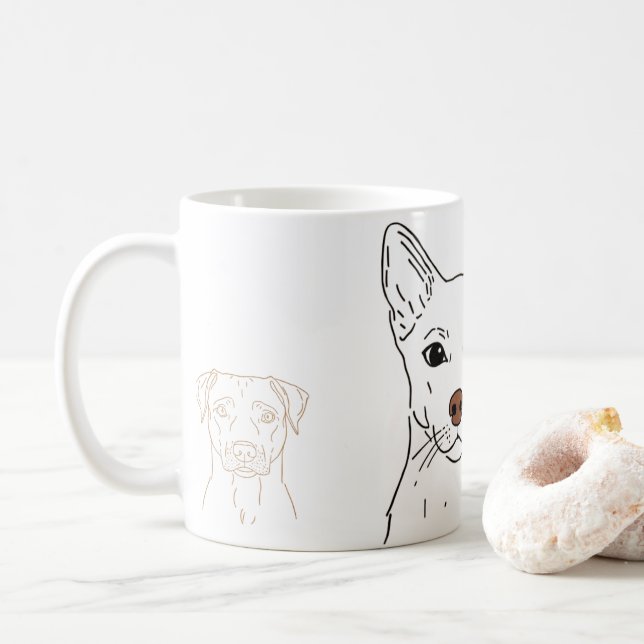 Personalized Pet Portrait Gift | Custom Dog & Cat  Coffee Mug (With Donut)