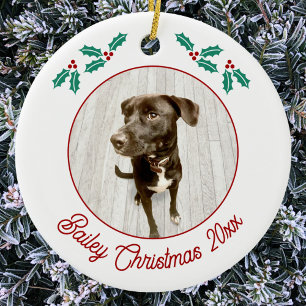 Personalized Pet Puppy Dog Christmas Photo Ceramic Tree Decoration