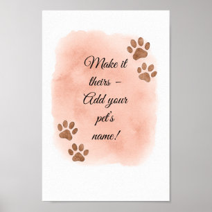 Personalized Pet Wall Art – Elegant Paw Print Desi