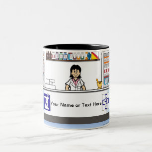 Personalized Pharmacist - Female Cartoon Two-Tone Coffee Mug