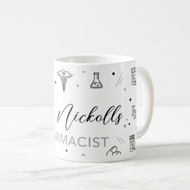 Personalized Pharmacist Mug | Elegant Handwritten  (Front Right)