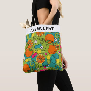 Personalized Pharmacy Tote Bag Retro Oranges