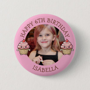 Personalized Photo, Age and Name Birthday 6 Cm Round Badge
