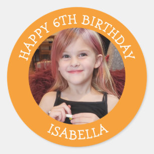 Personalized Photo, Age and Name Birthday   Classic Round Sticker