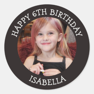 Personalized Photo, Age and Name Birthday   Classic Round Sticker