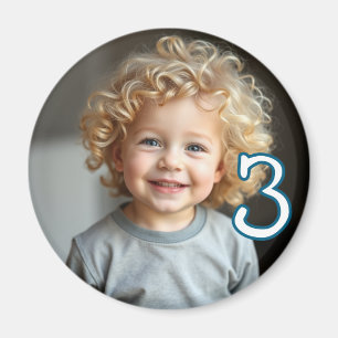 Personalized Photo and Age Refrigerator  Magnet