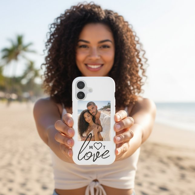 Personalized Photo and Monogram Text Photo Collage (Personalized Photo and Monogram Text Photo Collage iPhone Case by Ricaso. Love heart detail)