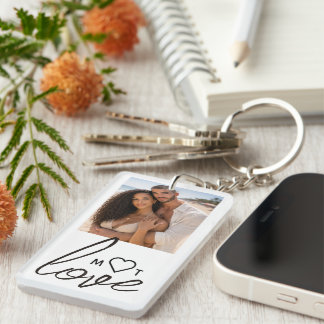 Personalized Photo and Monogram Text Photo Collage Key Ring