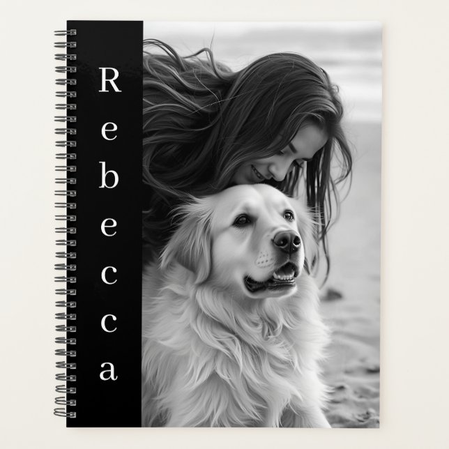 Personalized Photo and Name Black and White Planner (Front)