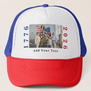 Personalized Photo and Text 1776 2026 Patriotic Trucker Hat
