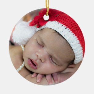 Personalized Photo and Text Custom Christmas Ceramic Tree Decoration