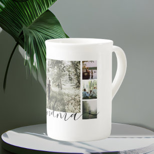 Personalized Photo and Text Photo Collage Family Bone China Mug