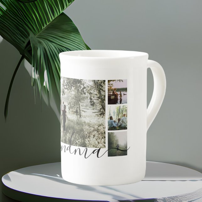 Personalized Photo and Text Photo Collage Family Bone China Mug (Creator Uploaded)