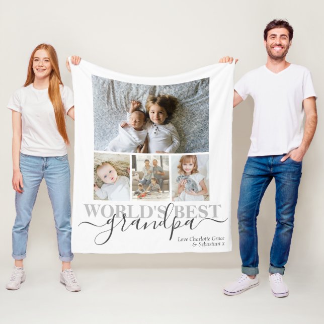 Personalized Photo and Text Photo Collage Fleece Blanket (In Situ)
