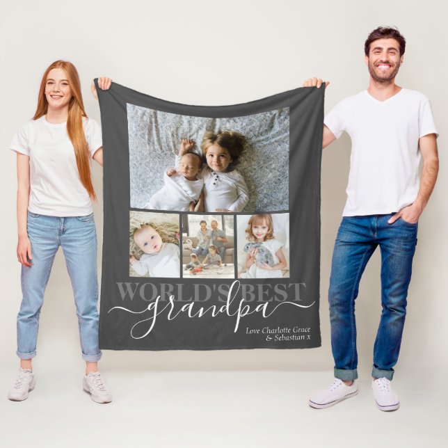 Personalized Photo and Text Photo Collage Fleece Blanket (In Situ)