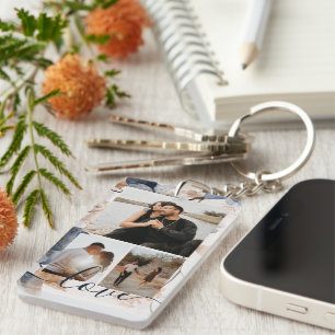 Personalized Photo and Text Photo Collage  Key Ring