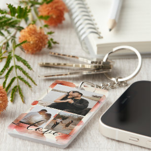 Personalized Photo and Text Photo Collage  Key Ring