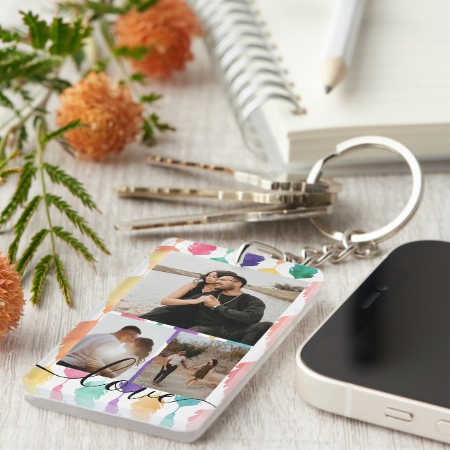 Personalized Photo and Text Photo Collage  Key Ring (Front Right)