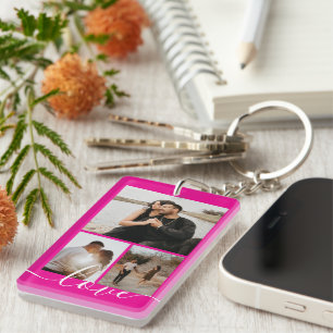 Personalized Photo and Text Photo Collage Key Ring