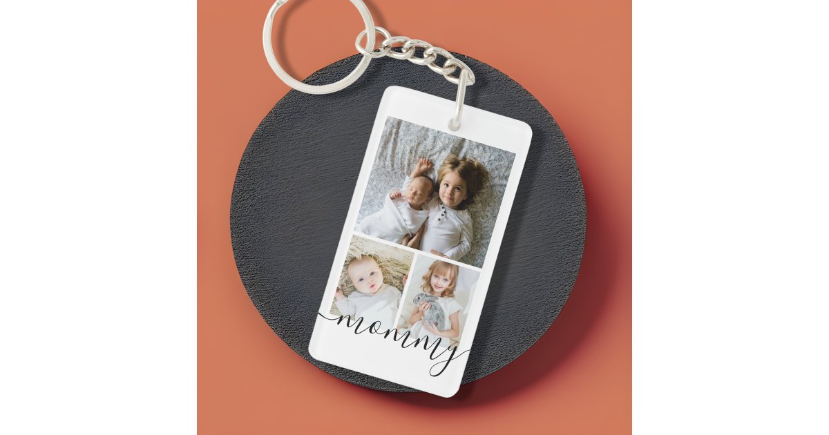 Personalized Photo and Text Photo Collage Key Ring | Zazzle