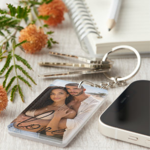 Personalized Photo and Text Photo Collage Key Ring