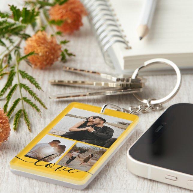 Personalized Photo and Text Photo Collage  Key Ring (Front Right)
