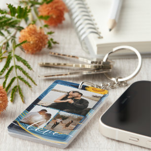 Personalized Photo and Text Photo Collage  Key Ring