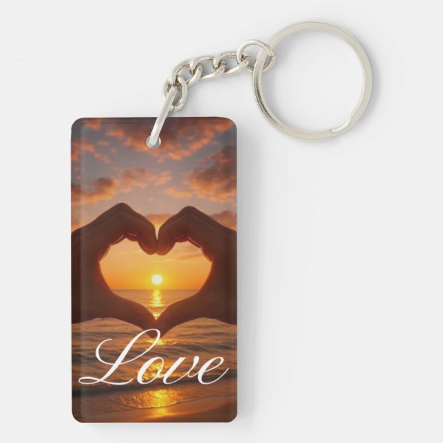 Personalized Photo and Text Photo Collage Keychain (Back)