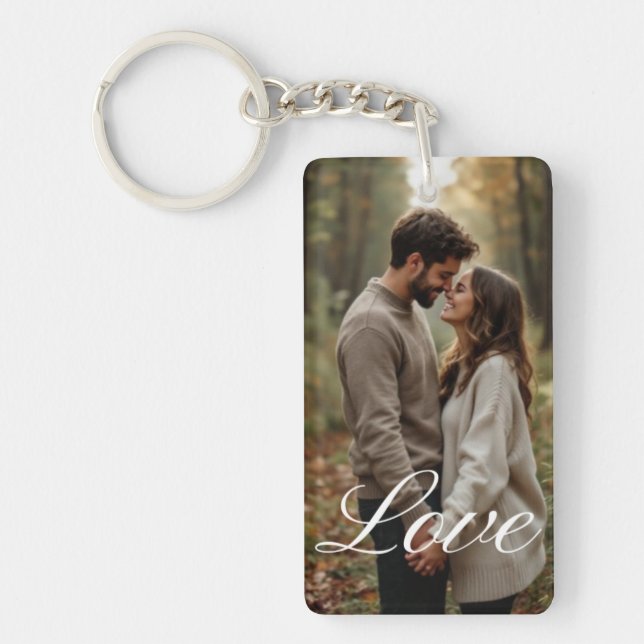 Personalized Photo and Text Photo Collage Keychain (Front)