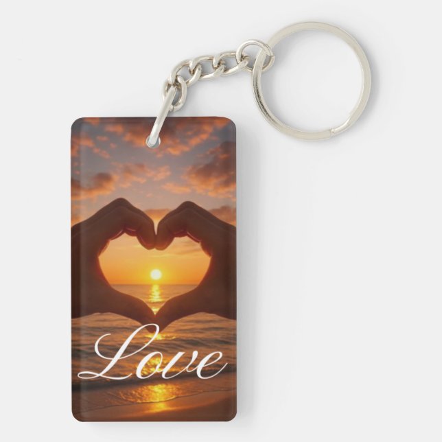Personalized Photo and Text Photo Collage Keychain (Back)