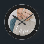 Personalized Photo and Text Photo Round Clock<br><div class="desc">Make a Personalized Photo wall clock from Ricaso - add your own photo and text - photo keepsake gifts</div>